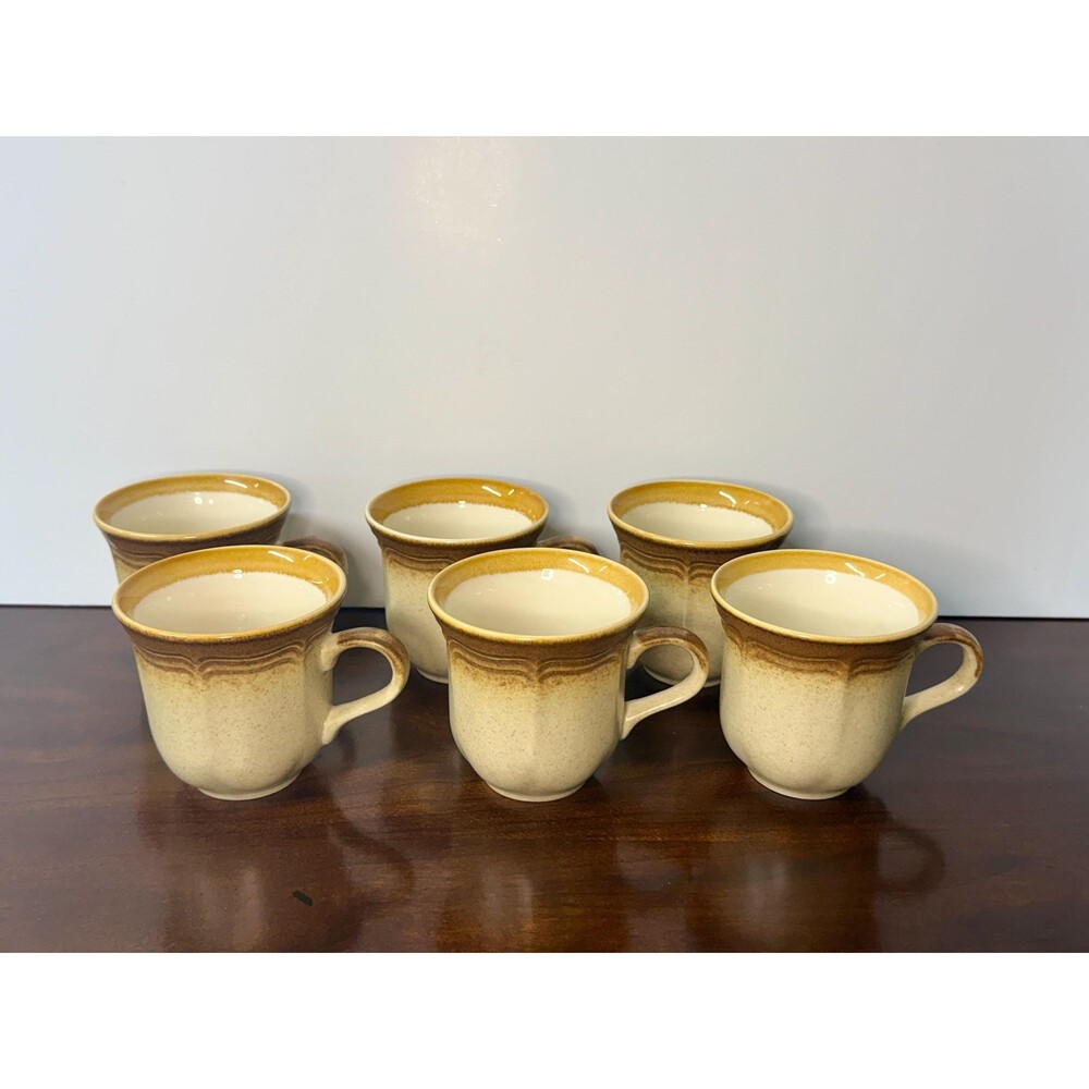 Vintage Mikasa Whole Wheat Mugs Set of 6 Japan Stoneware